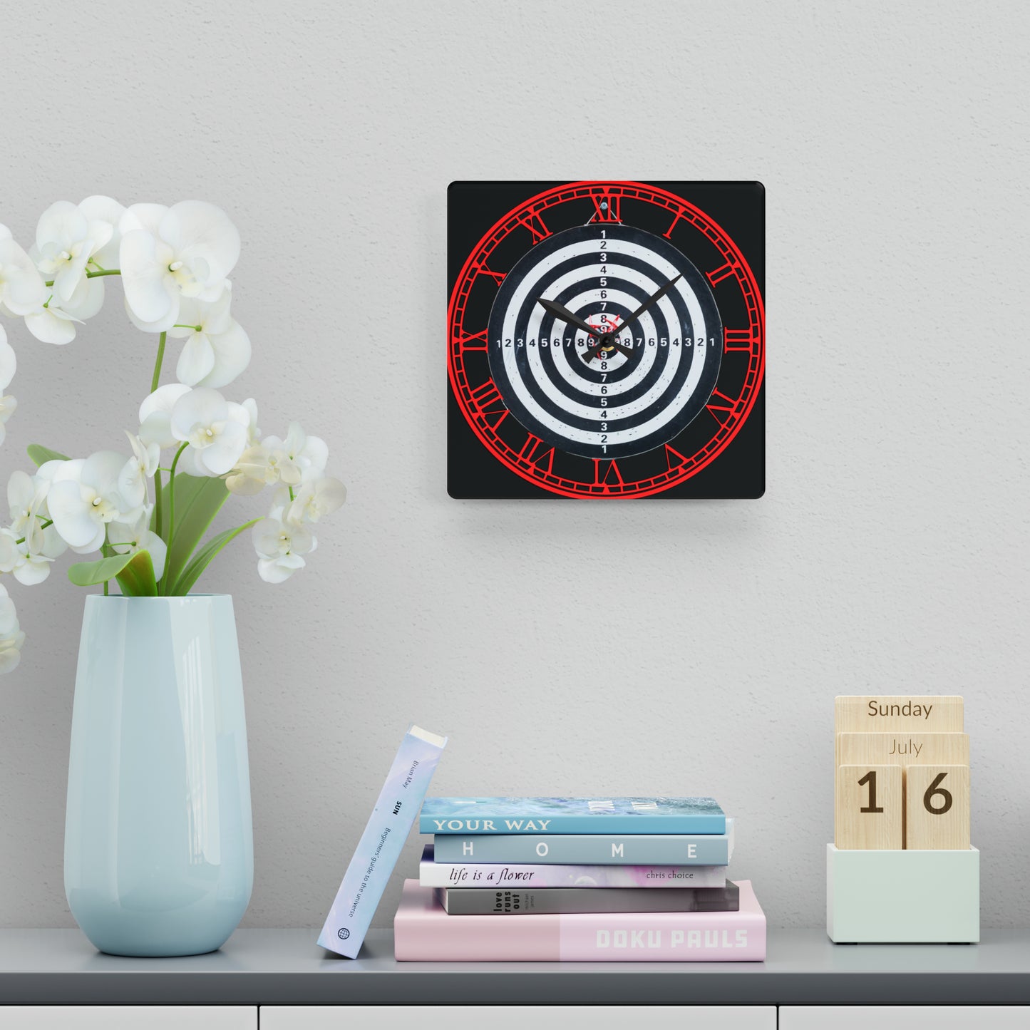 Precision Strikes: Dartboard-Inspired Clock with Target Design, Bullseye Focus, Sporting Art, and Timekeeping for Dart Enthusiasts