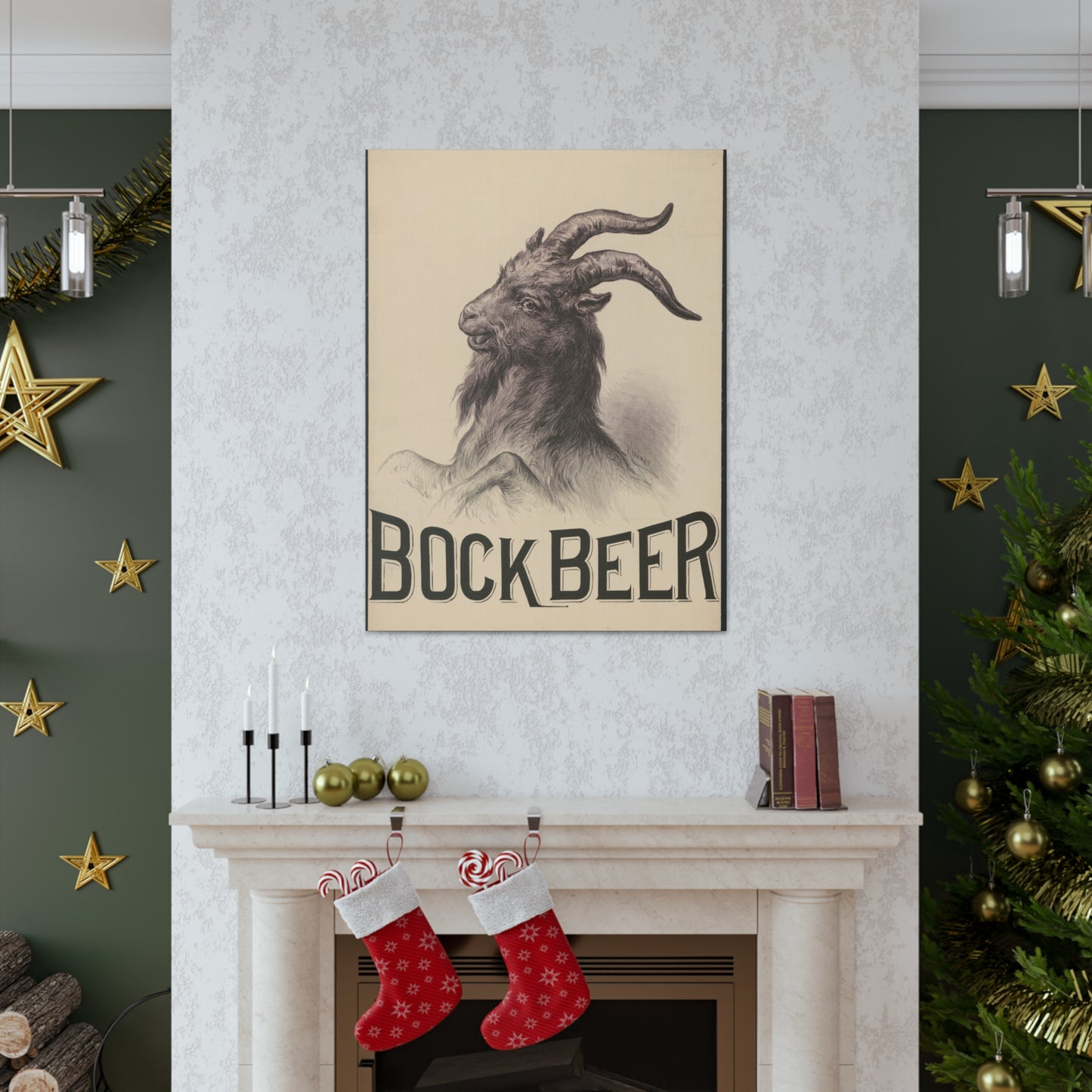 Bock Beer Vintage Art Advertisement Poster Prefect for the Bar, Garage, Game Room or the Man Cave Canvas Gallery Wraps