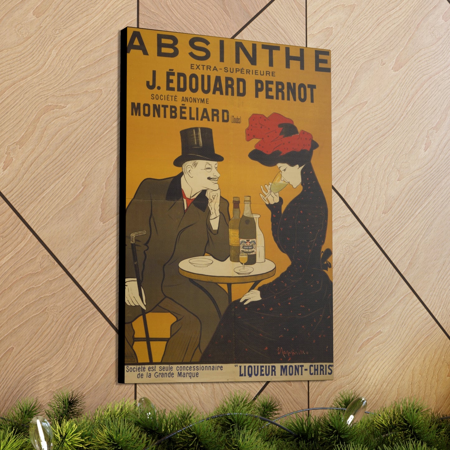 Absinthe Vintage Art Advertisement with Couple enjoying a Drink,  Prefect for the Bar, Game Room, or the Man Cave Canvas Gallery Wraps