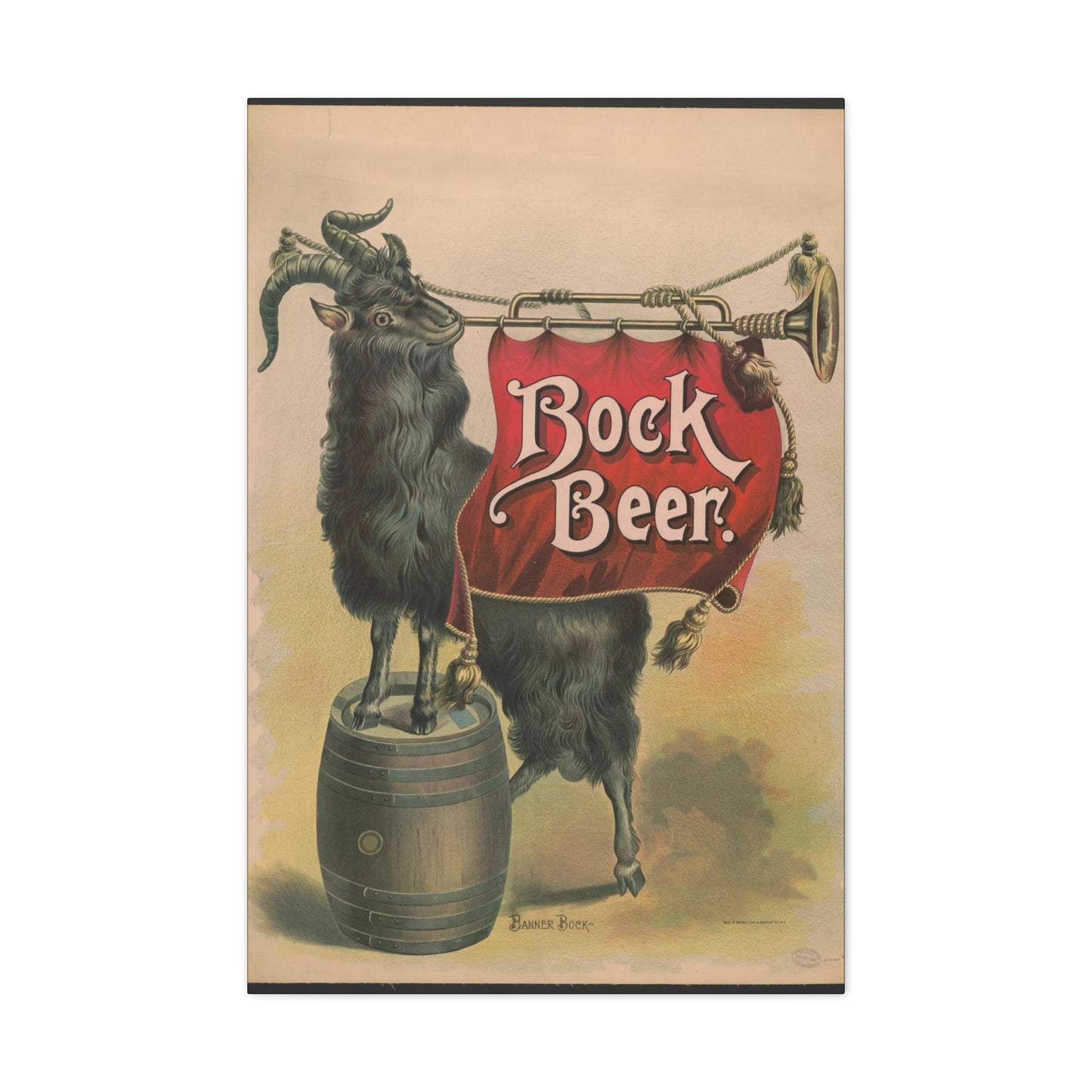 Bock Beer Vintage Art Advertisement, Prefect for the Bar, or the Man, Cave Canvas Gallery Wraps