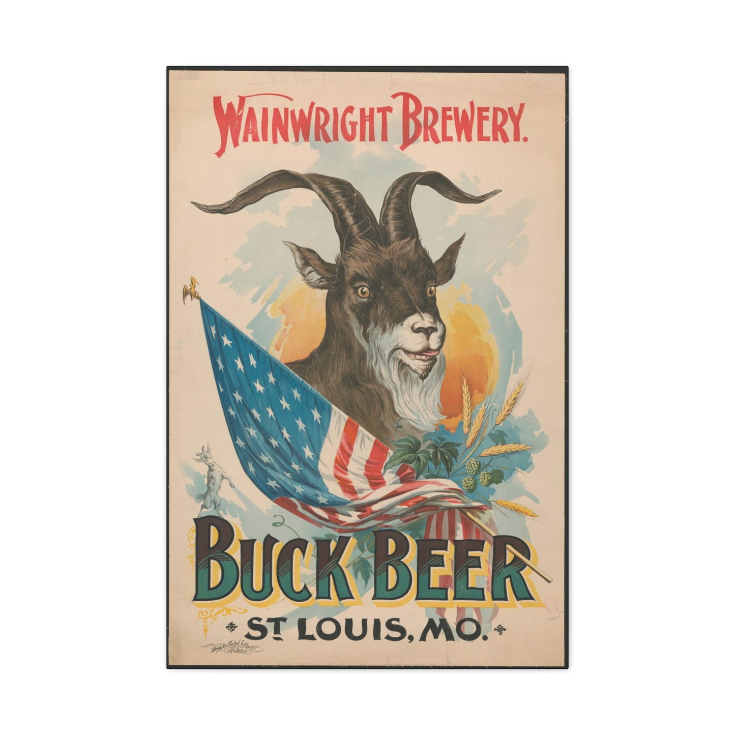 Buck Beer Vintage Art Advertisement Poster, Prefect for the Bar or the Man Cave Canvas Gallery Wraps