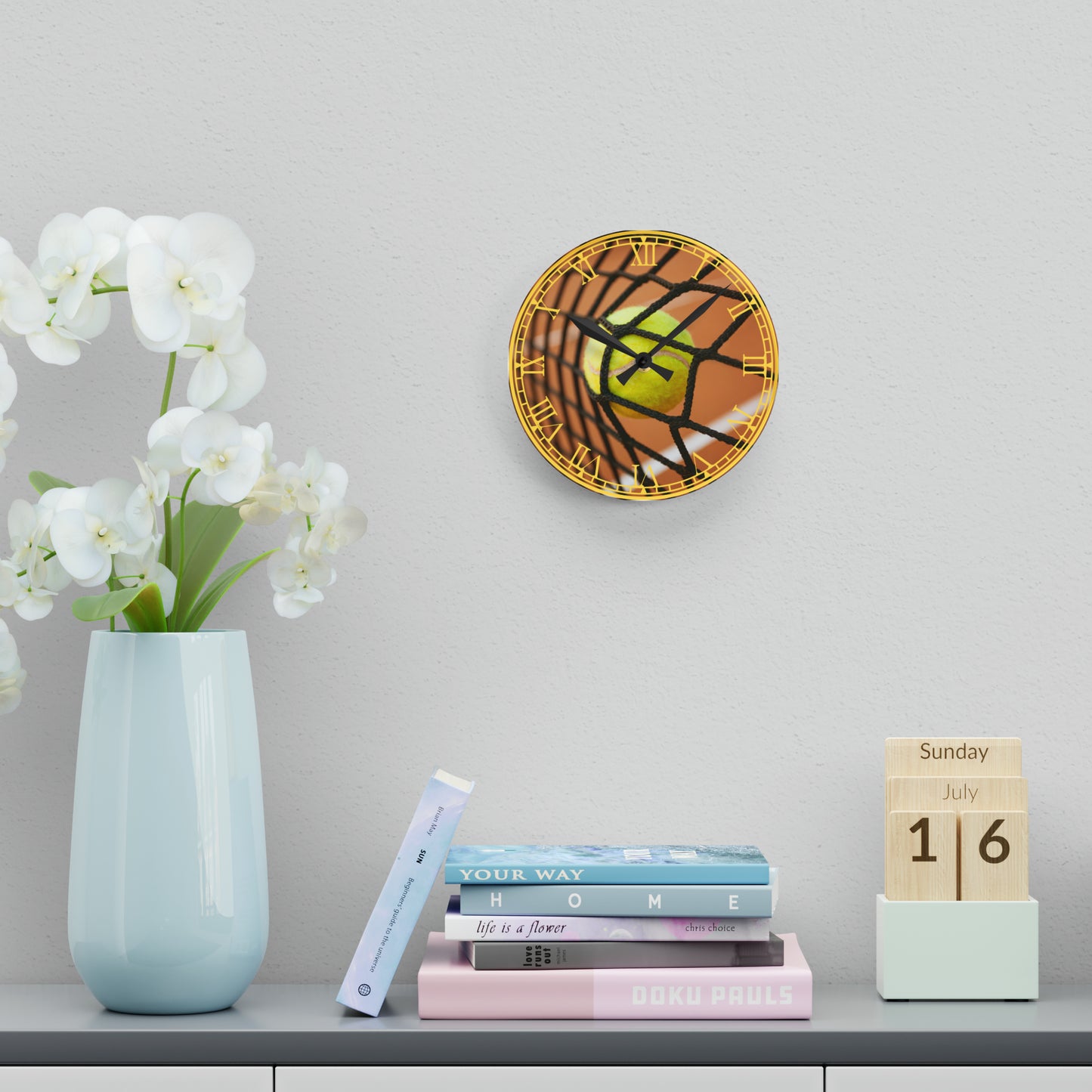 Game, Set, Time: Tennis Ball-Inspired Clock with Sporty Art, Tennis Design, Timekeeping for Tennis Enthusiasts, and Player's Essential.