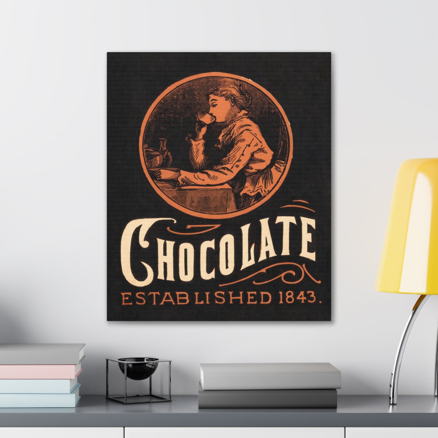 Vintage Chocolate Ad Canvas Print, 1843 Victorian Woman Poster, Retro Kitchen Wall Art, Unique Housewarming Gift, Chocolat Lovers