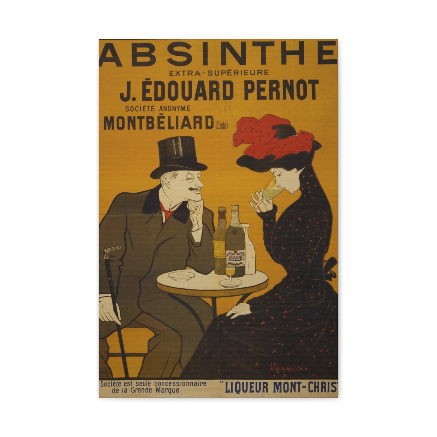 Absinthe Vintage Art Advertisement with Couple enjoying a Drink,  Prefect for the Bar, Game Room, or the Man Cave Canvas Gallery Wraps