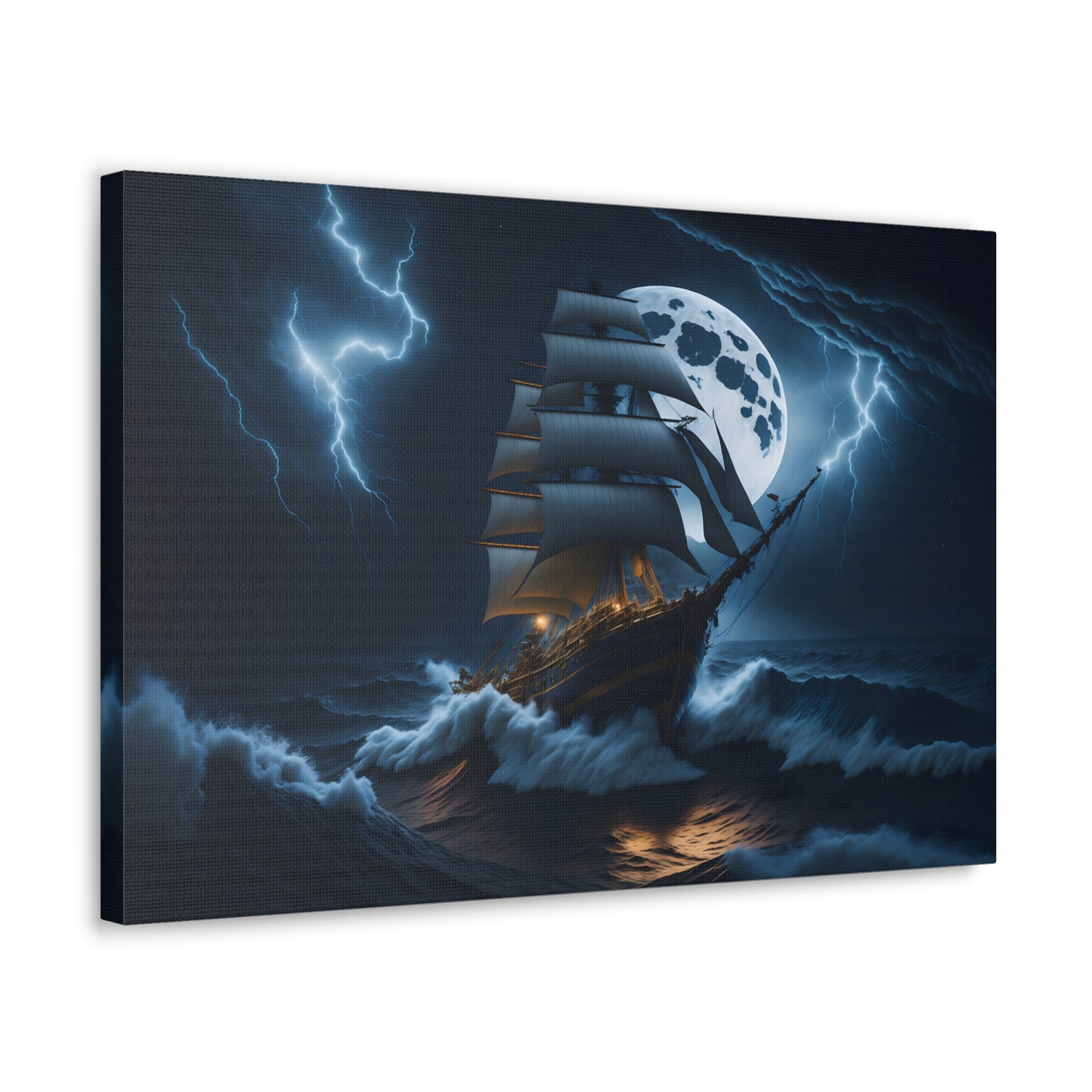 Vintage Tall Ship Canvas Print - Nautical Wall Art of Stormy Sea - Maritime Decor - Unique Gift for Sailors and Historians