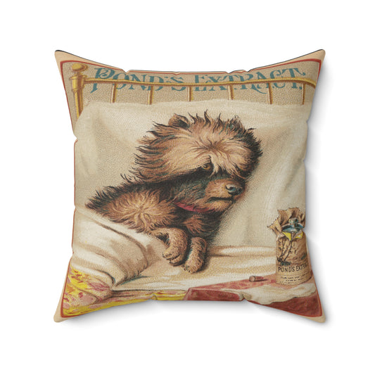 Vintage Poster Throw Pillow, Accent with Quirky Dog Print, Decorative Cushion for Home, Unique Housewarming Gift in Four Sizes