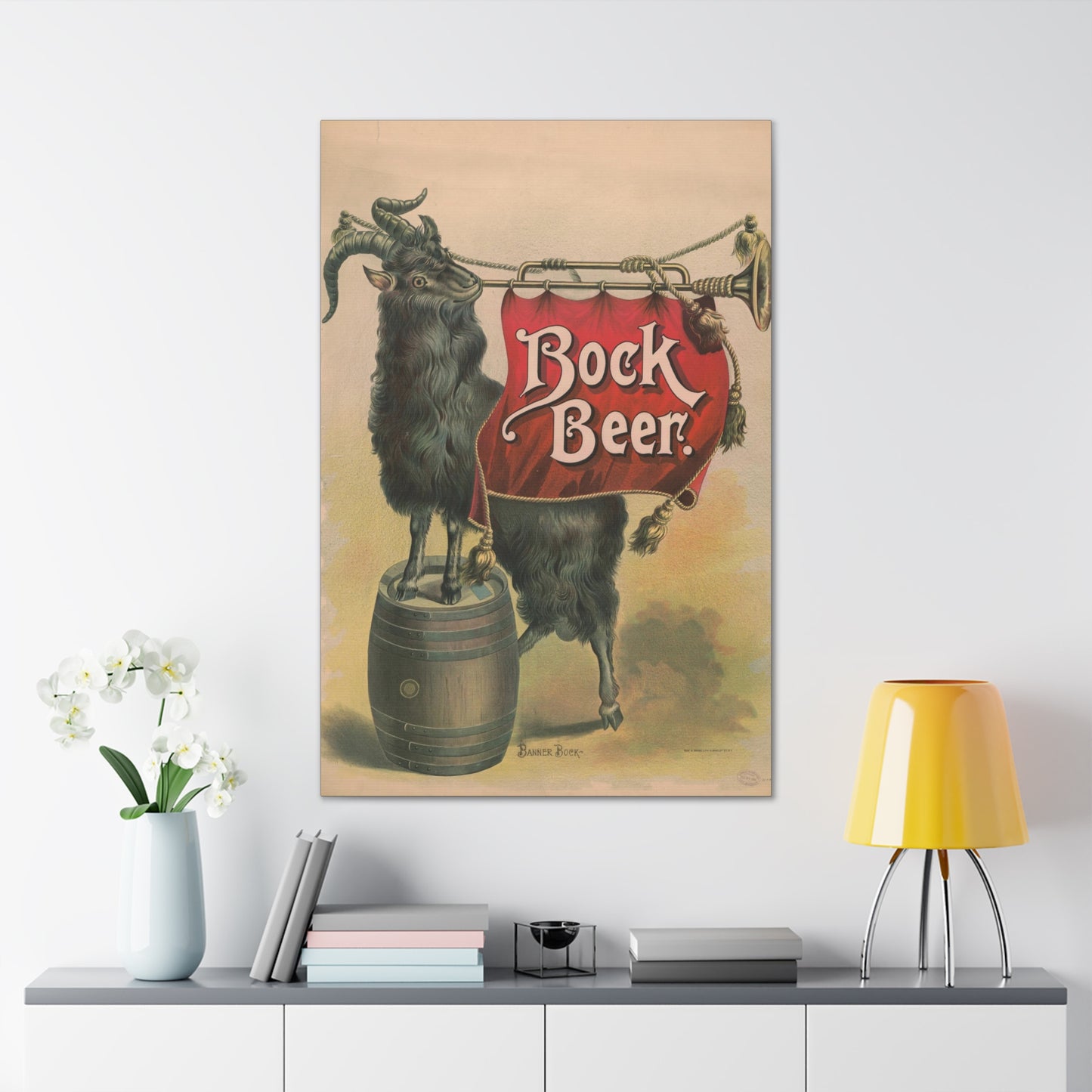 Bock Beer Vintage Art Advertisement, Prefect for the Bar, or the Man, Cave Canvas Gallery Wraps