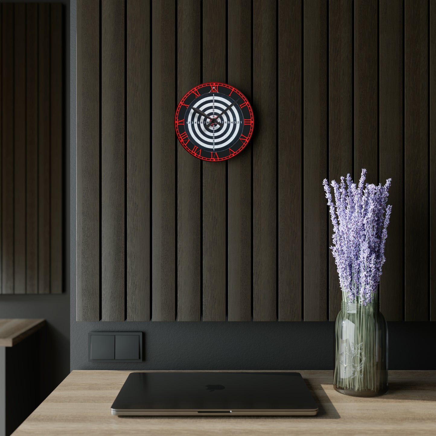 Precision Strikes: Dartboard-Inspired Clock with Target Design, Bullseye Focus, Sporting Art, and Timekeeping for Dart Enthusiasts