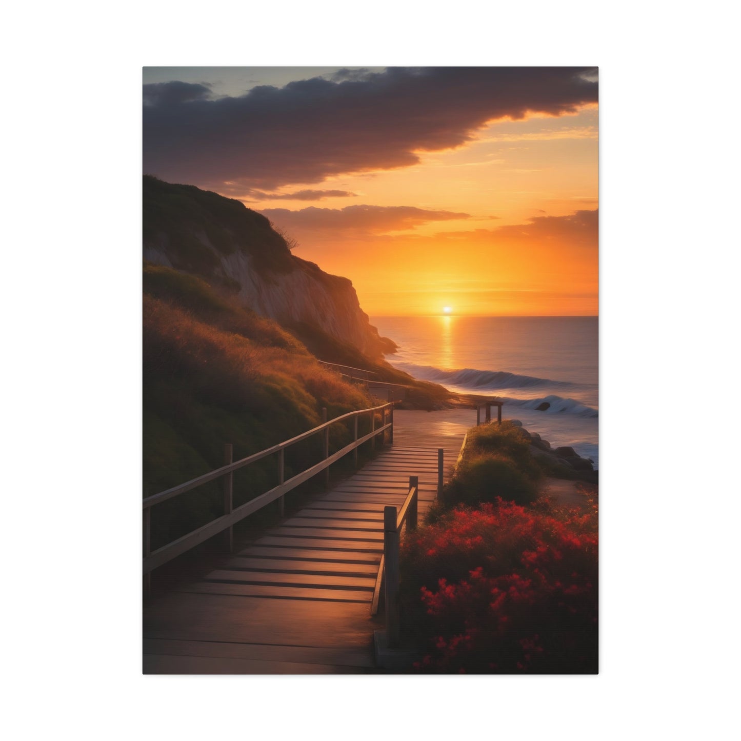 Coastal Ocean Sunset Print | Beach Canvas Wrap |Path to Beach | Ocean View Art | Nature Trail | Tranquil Pathway | Serene Landscape | Inspirational Art