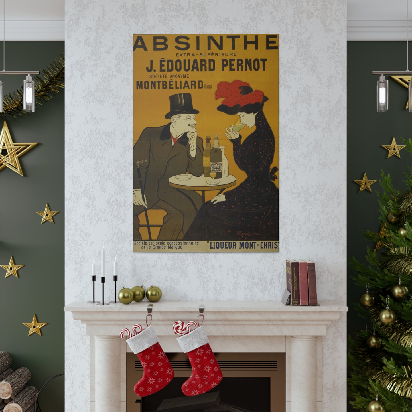 Absinthe Vintage Art Advertisement with Couple enjoying a Drink,  Prefect for the Bar, Game Room, or the Man Cave Canvas Gallery Wraps