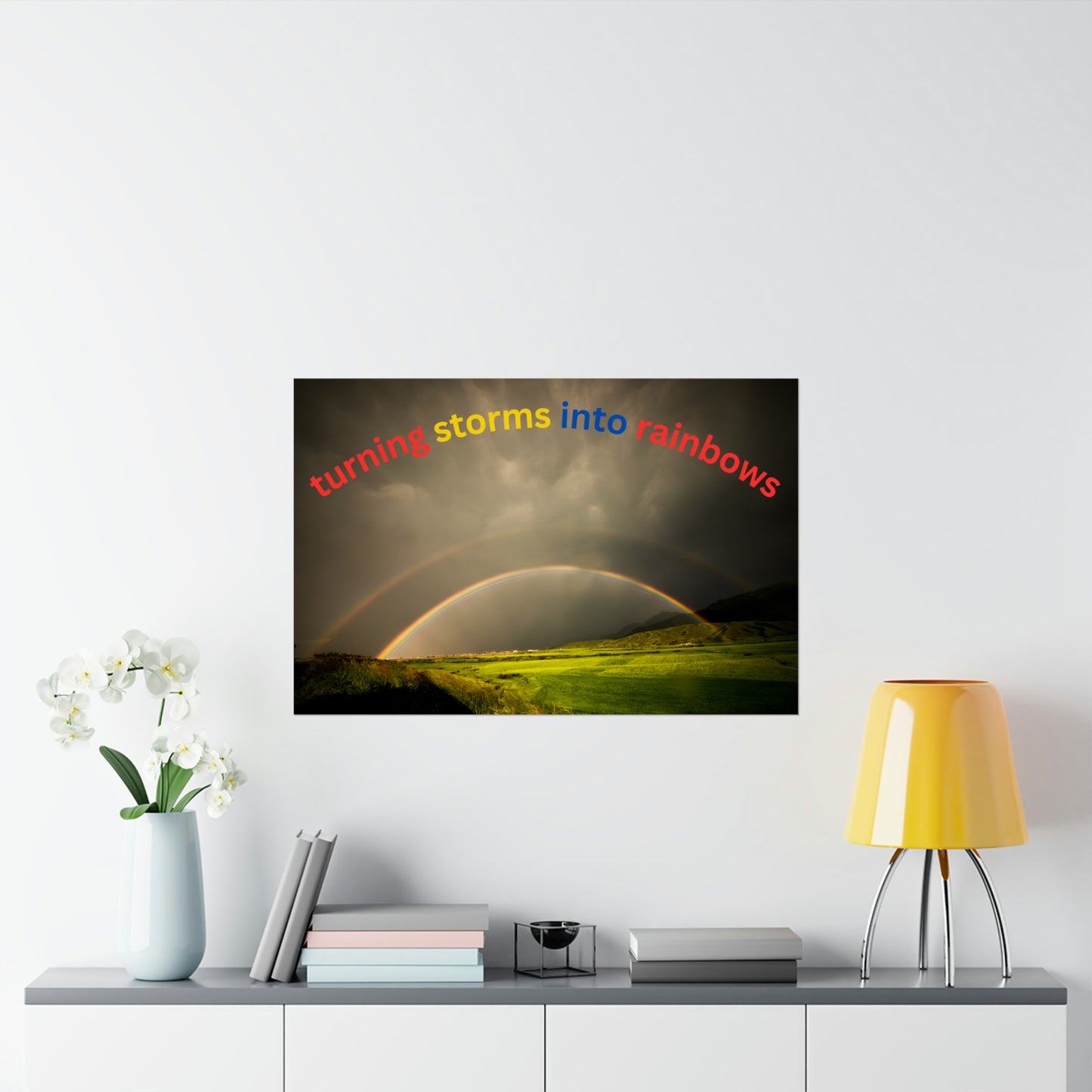 Human Resources HR Motivational Poster | Turning Storms in to Rainbows | Boost Productivity | Positive Workplace Culture | Matt Finish