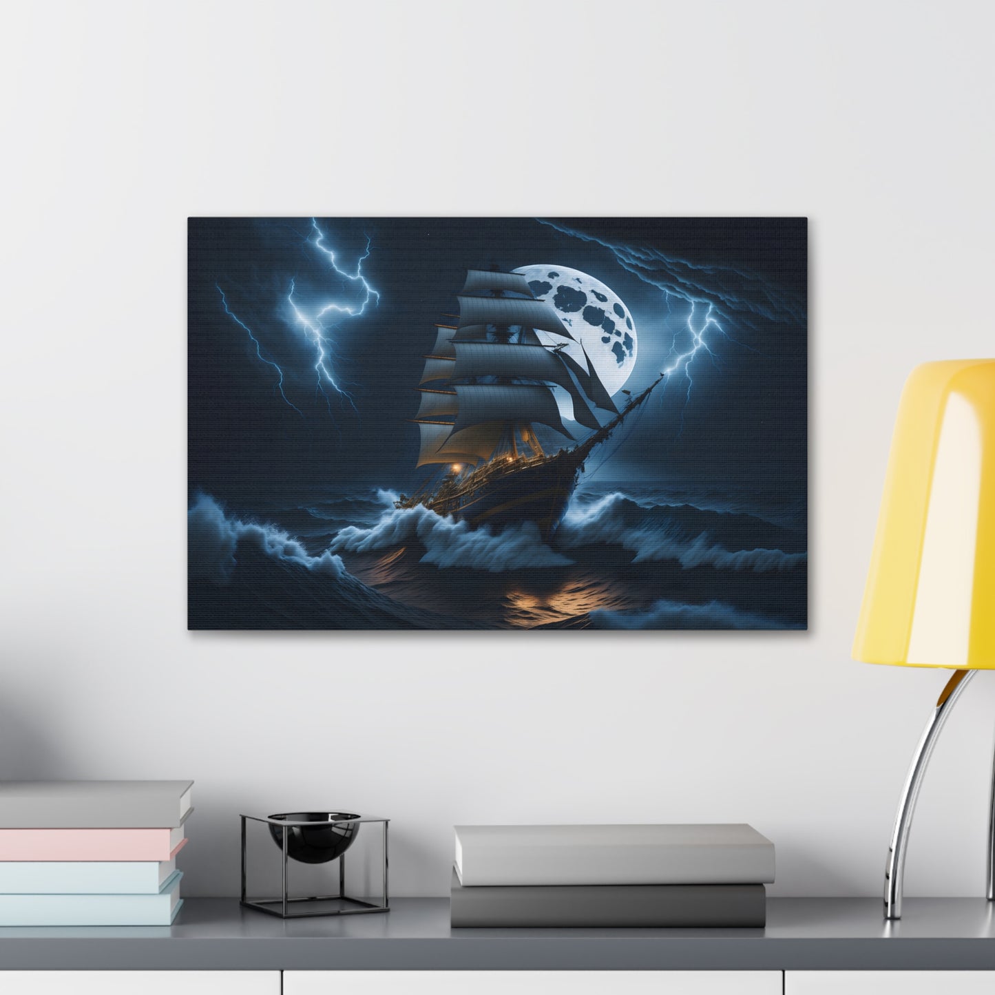 Vintage Tall Ship Canvas Print - Nautical Wall Art of Stormy Sea - Maritime Decor - Unique Gift for Sailors and Historians