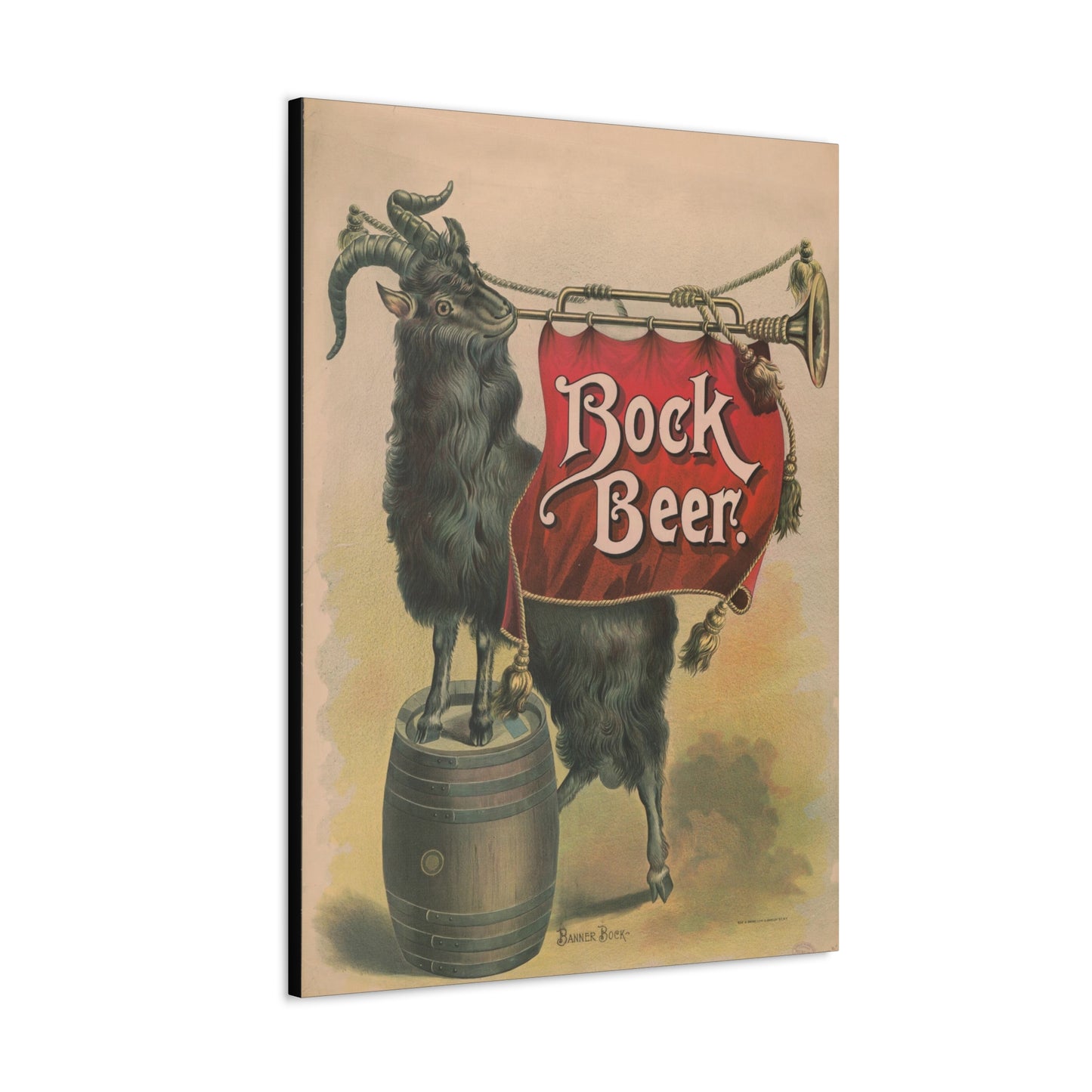 Bock Beer Vintage Art Advertisement, Prefect for the Bar, or the Man, Cave Canvas Gallery Wraps