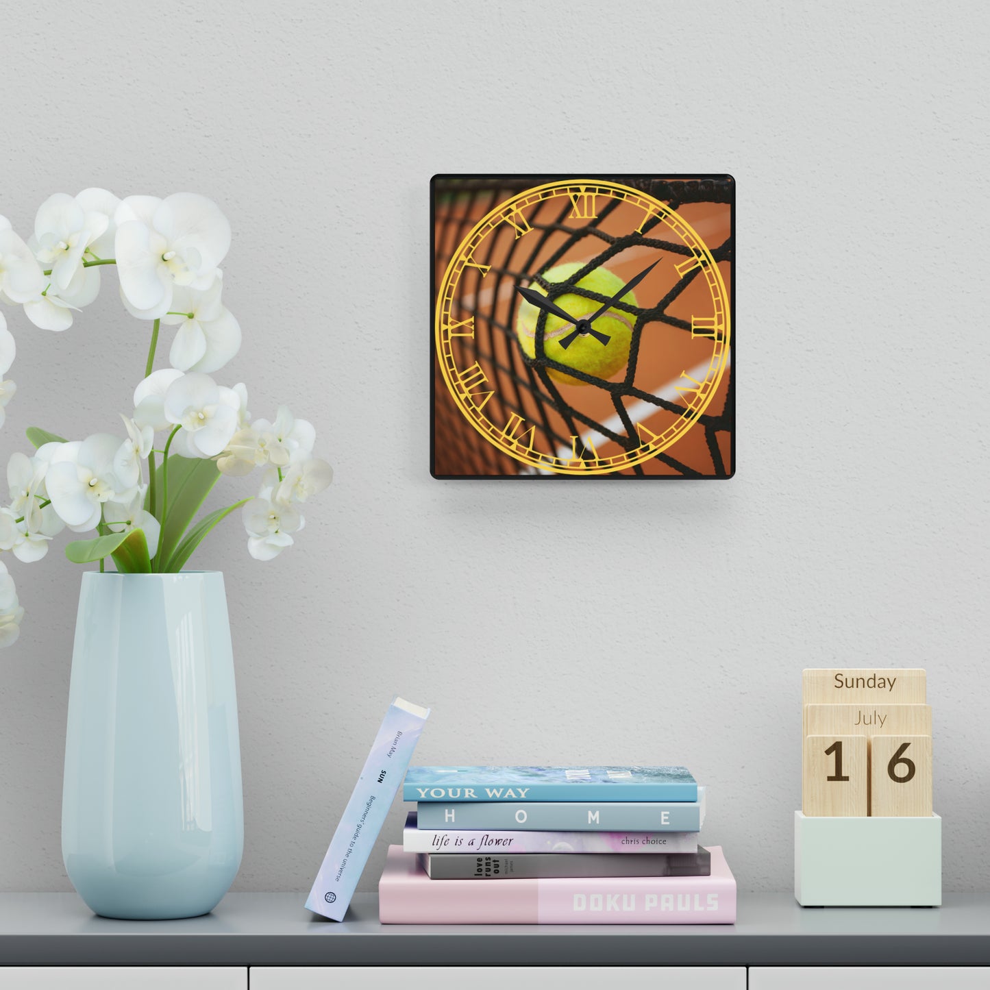 Game, Set, Time: Tennis Ball-Inspired Clock with Sporty Art, Tennis Design, Timekeeping for Tennis Enthusiasts, and Player's Essential.