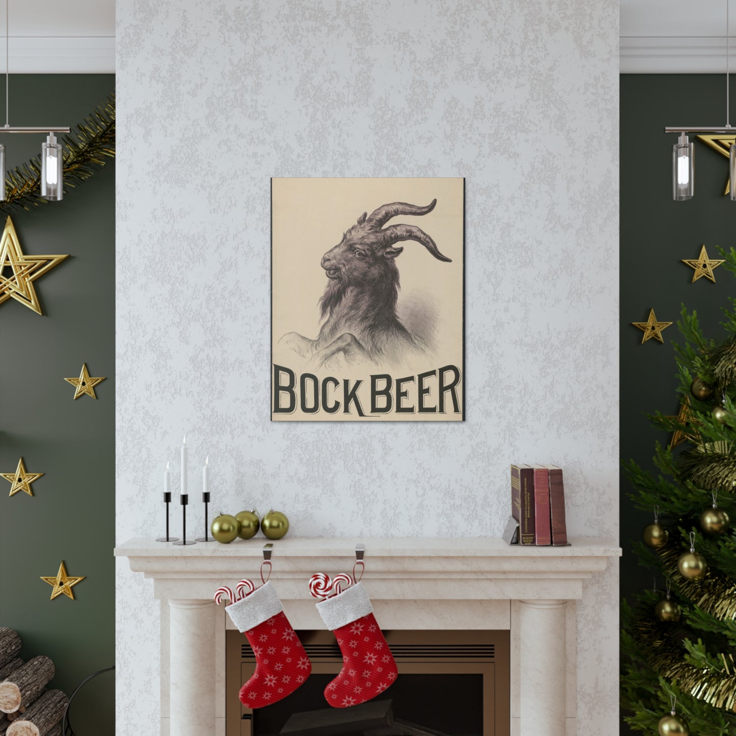 Bock Beer Vintage Art Advertisement Poster Prefect for the Bar, Garage, Game Room or the Man Cave Canvas Gallery Wraps