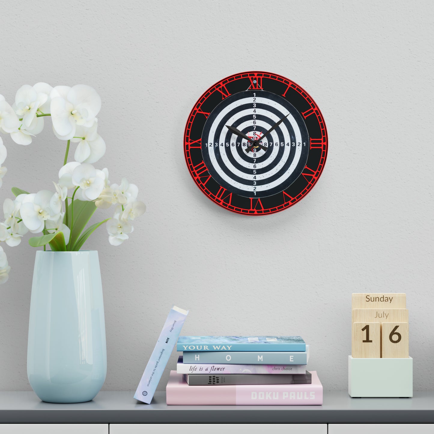 Precision Strikes: Dartboard-Inspired Clock with Target Design, Bullseye Focus, Sporting Art, and Timekeeping for Dart Enthusiasts