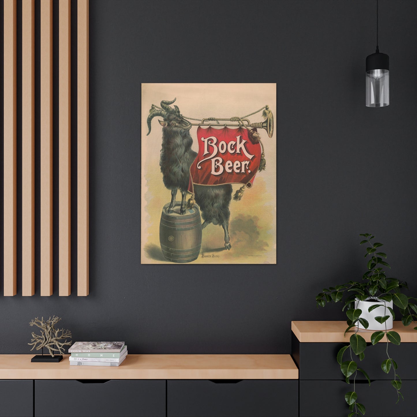 Bock Beer Vintage Art Advertisement, Prefect for the Bar, or the Man, Cave Canvas Gallery Wraps