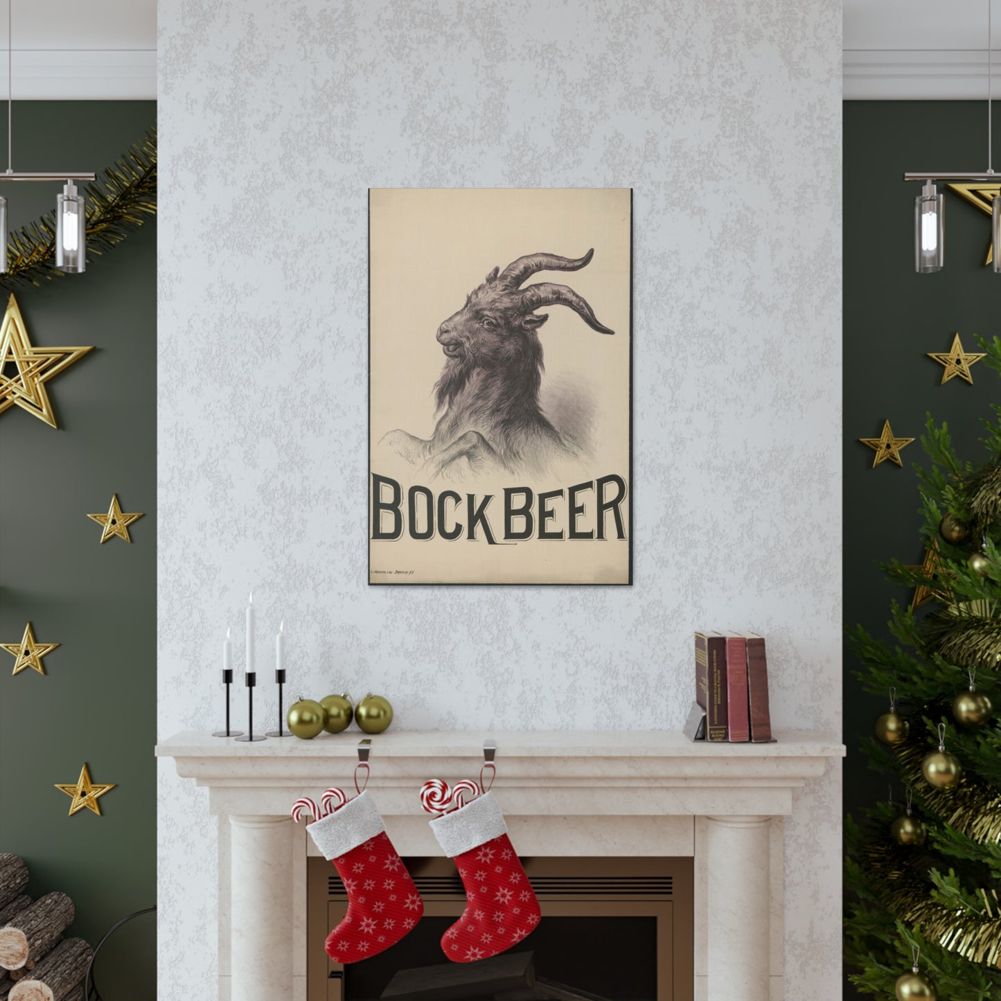 Bock Beer Vintage Art Advertisement Poster Prefect for the Bar, Garage, Game Room or the Man Cave Canvas Gallery Wraps