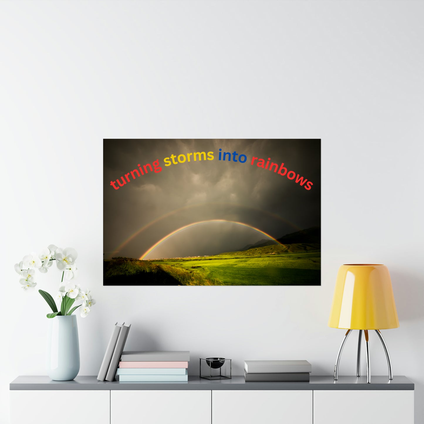 Human Resources HR Motivational Poster | Turning Storms in to Rainbows | Boost Productivity | Positive Workplace Culture | Matt Finish