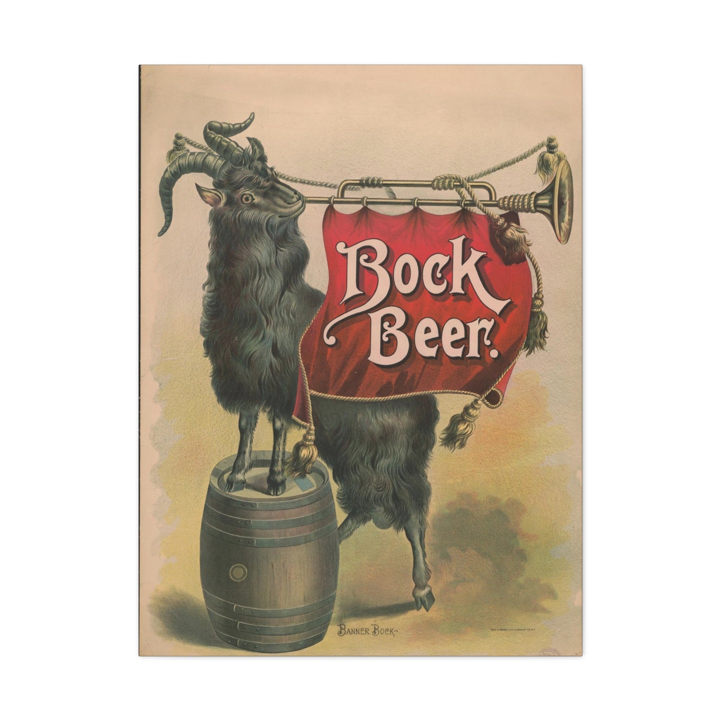 Bock Beer Vintage Art Advertisement, Prefect for the Bar, or the Man, Cave Canvas Gallery Wraps