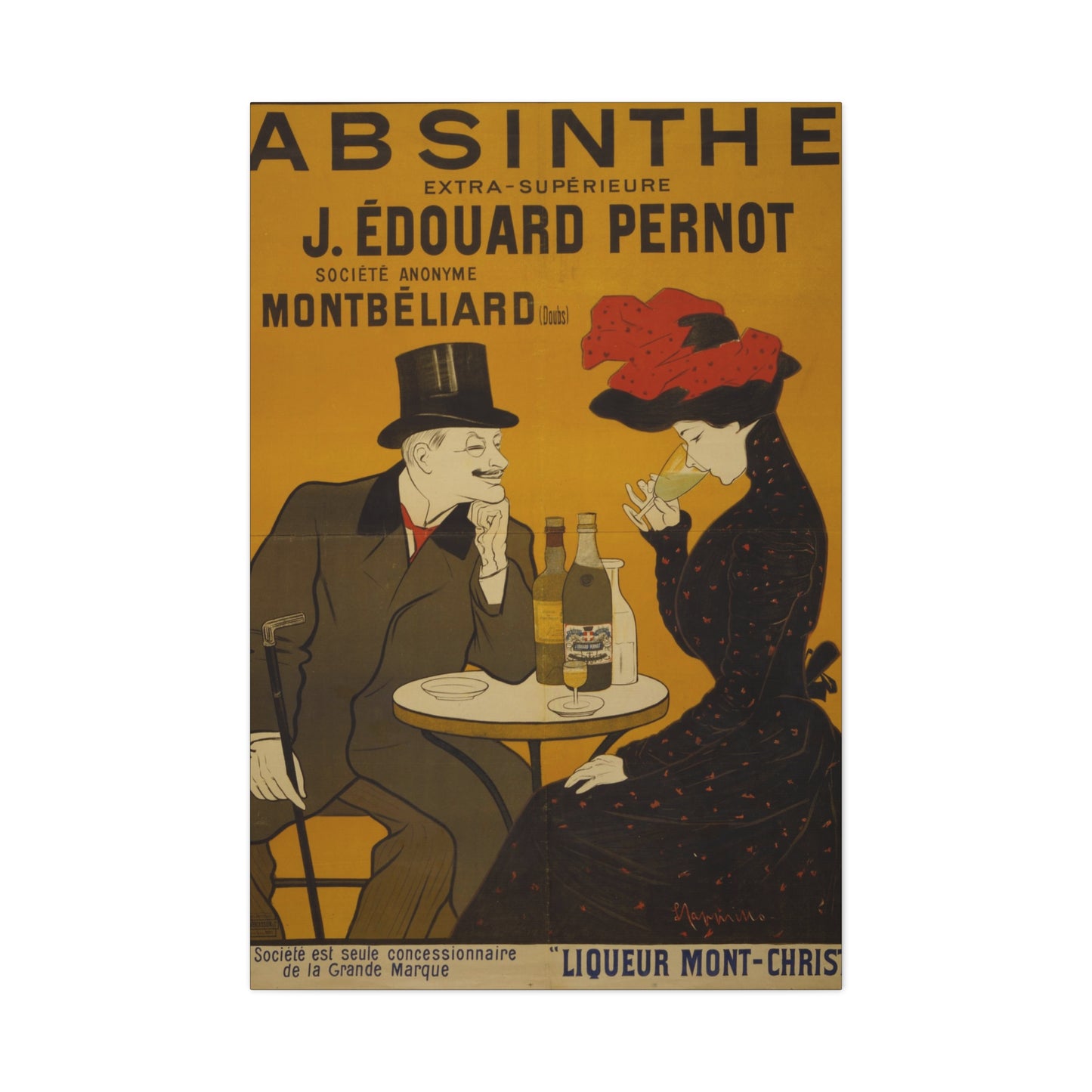 Absinthe Vintage Art Advertisement with Couple enjoying a Drink,  Prefect for the Bar, Game Room, or the Man Cave Canvas Gallery Wraps