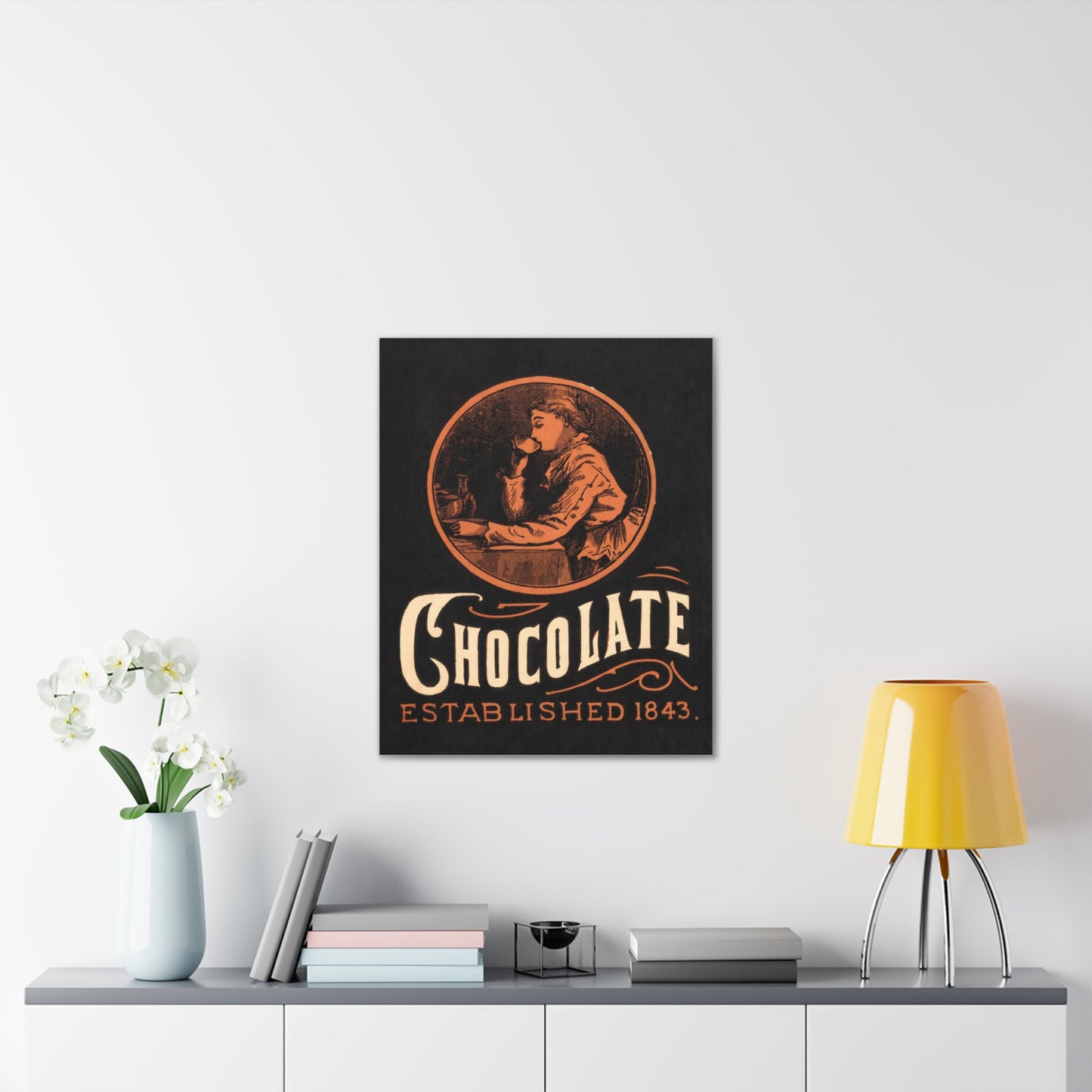 Vintage Chocolate Ad Canvas Print, 1843 Victorian Woman Poster, Retro Kitchen Wall Art, Unique Housewarming Gift, Chocolat Lovers