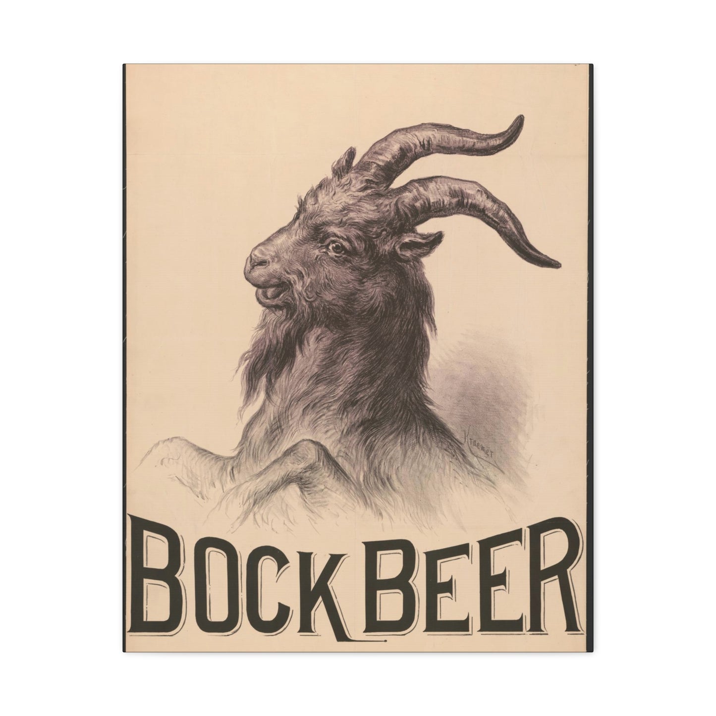 Bock Beer Vintage Art Advertisement Poster Prefect for the Bar, Garage, Game Room or the Man Cave Canvas Gallery Wraps