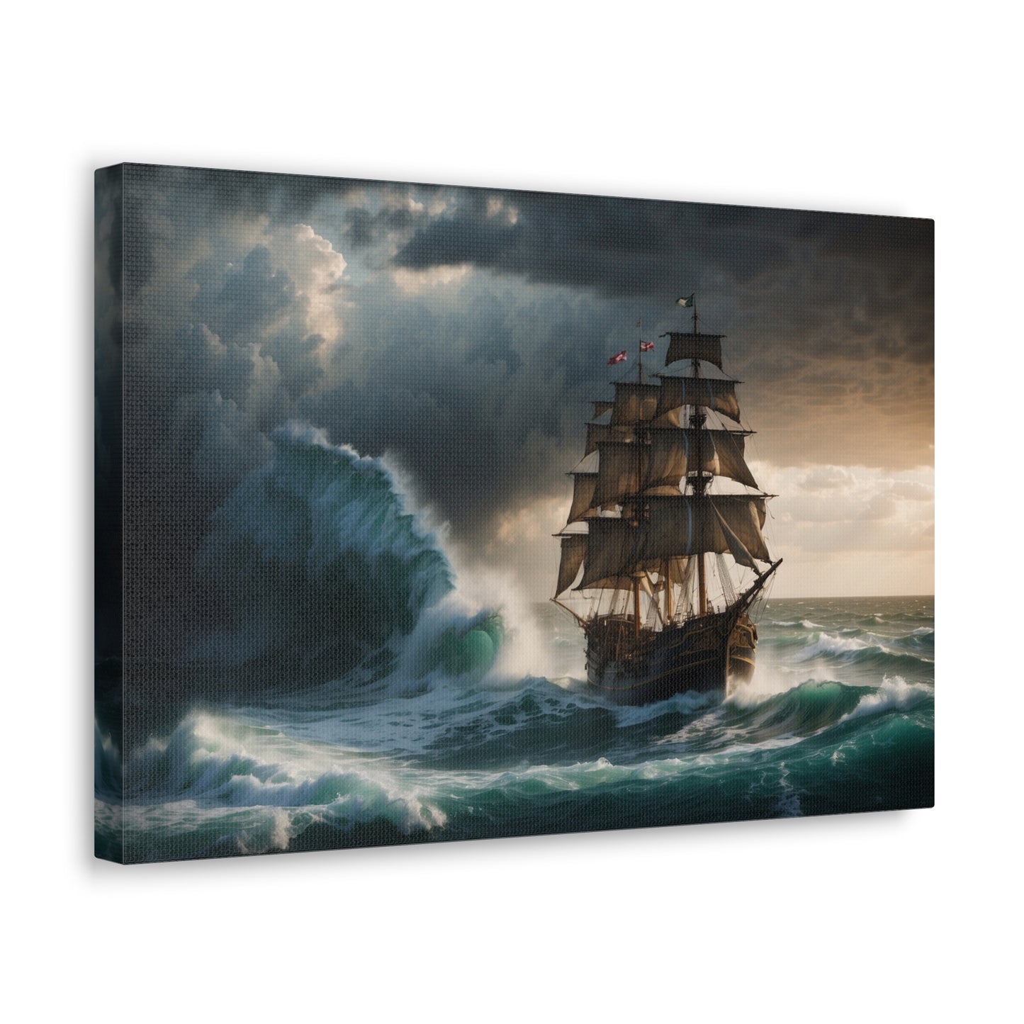 Majestic Tall Ship in a Storm Print - Nautical Canvas Wrap, Ocean Storm Scene for Office Decor, Unique Sailing Fan or Mariner Gift