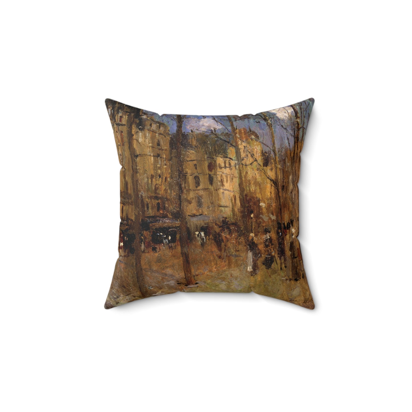 Boulevard Saint Germain Throw Pillow - Impressionist Art by Frank Edwin, Chic Sofa Cushion, Art Lover's Birthday Gift