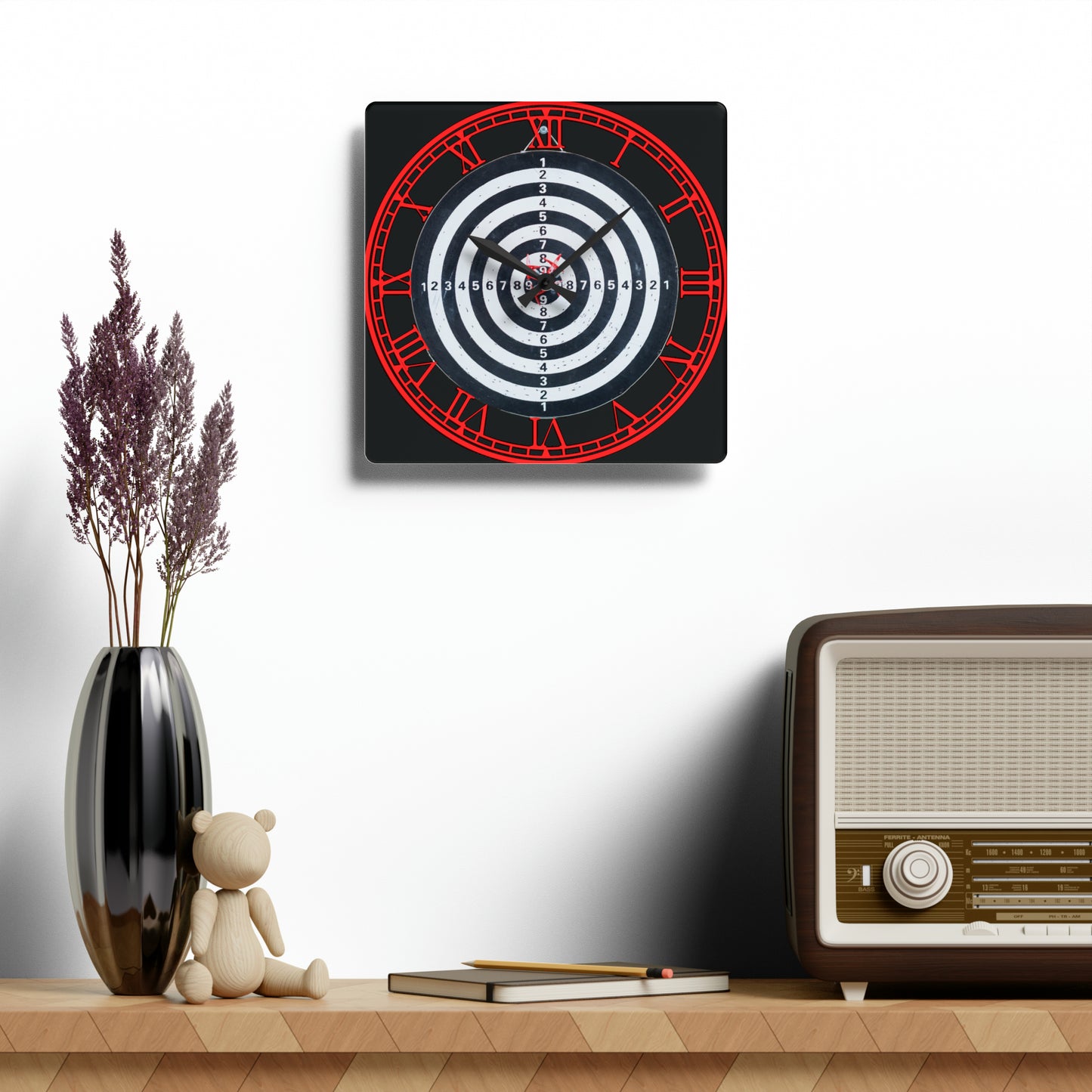 Precision Strikes: Dartboard-Inspired Clock with Target Design, Bullseye Focus, Sporting Art, and Timekeeping for Dart Enthusiasts