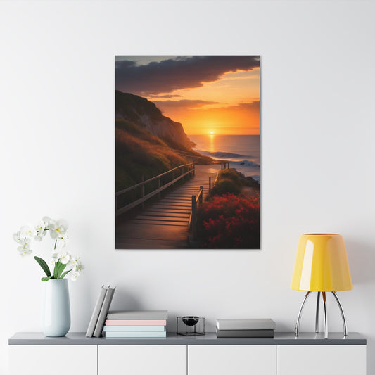 Coastal Ocean Sunset Print | Beach Canvas Wrap |Path to Beach | Ocean View Art | Nature Trail | Tranquil Pathway | Serene Landscape | Inspirational Art