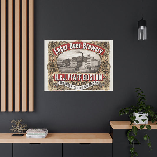 H & J Pfaff, Boston Massachusetts, Vintage Art Advertisement Prefect for the Bar or the Man Cave Canvas Gallery Wraps