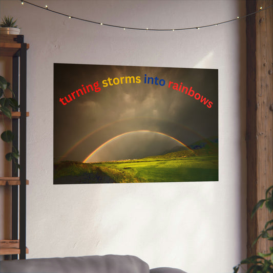 Human Resources HR Motivational Poster | Turning Storms in to Rainbows | Boost Productivity | Positive Workplace Culture | Matt Finish