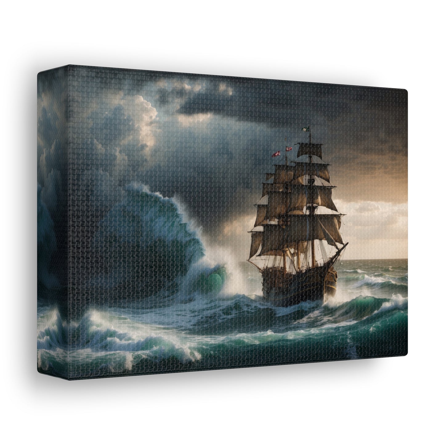 Majestic Tall Ship in a Storm Print - Nautical Canvas Wrap, Ocean Storm Scene for Office Decor, Unique Sailing Fan or Mariner Gift