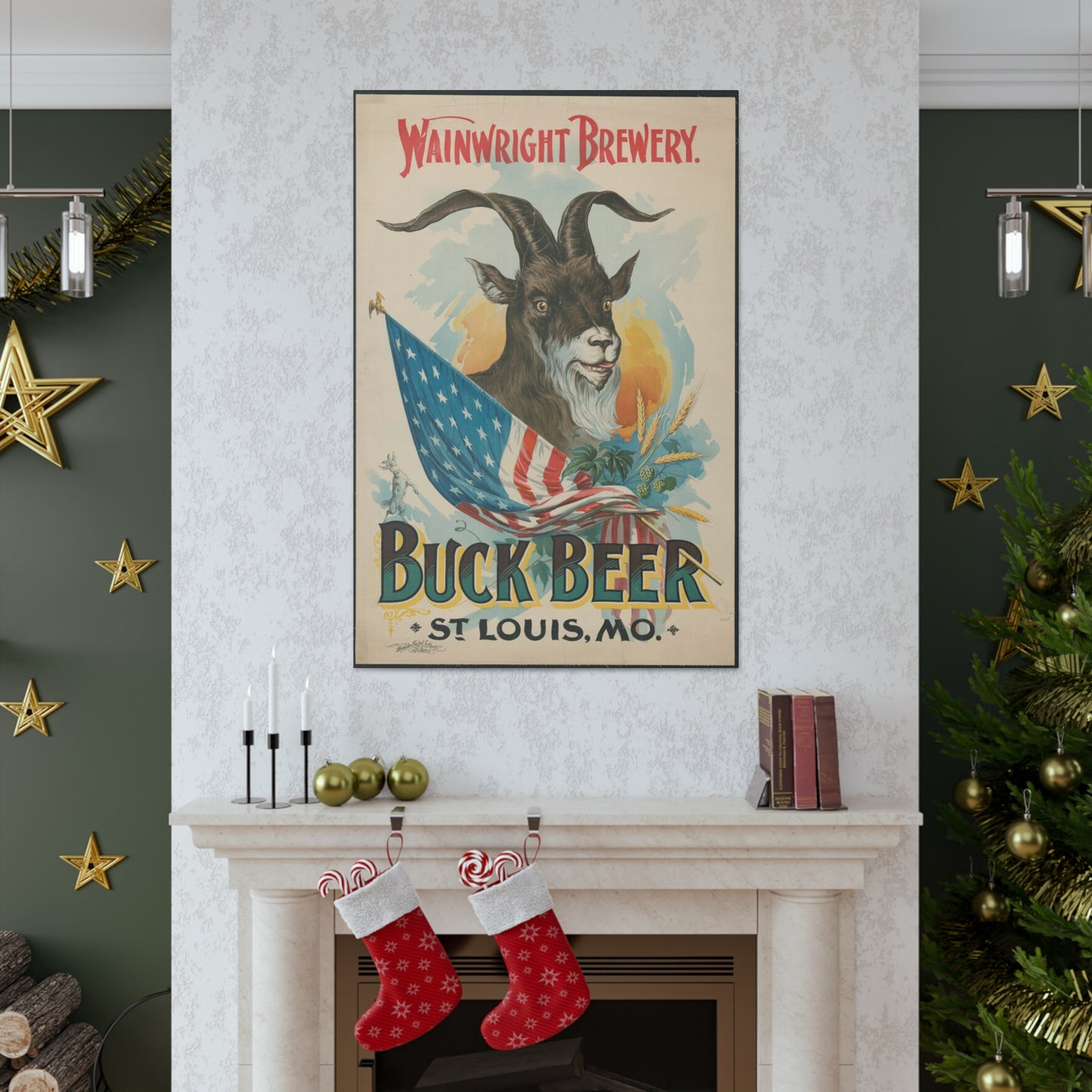 Buck Beer Vintage Art Advertisement Poster, Prefect for the Bar or the Man Cave Canvas Gallery Wraps