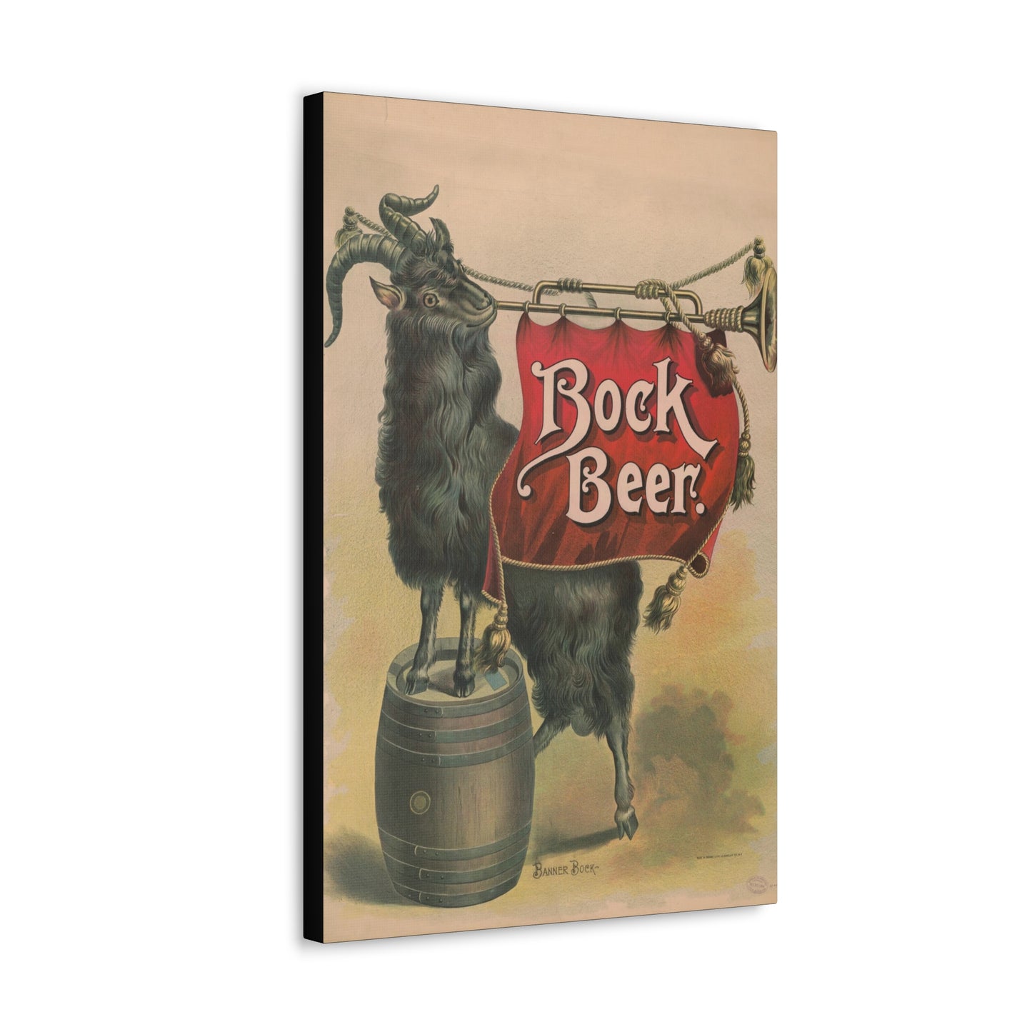 Bock Beer Vintage Art Advertisement, Prefect for the Bar, or the Man, Cave Canvas Gallery Wraps