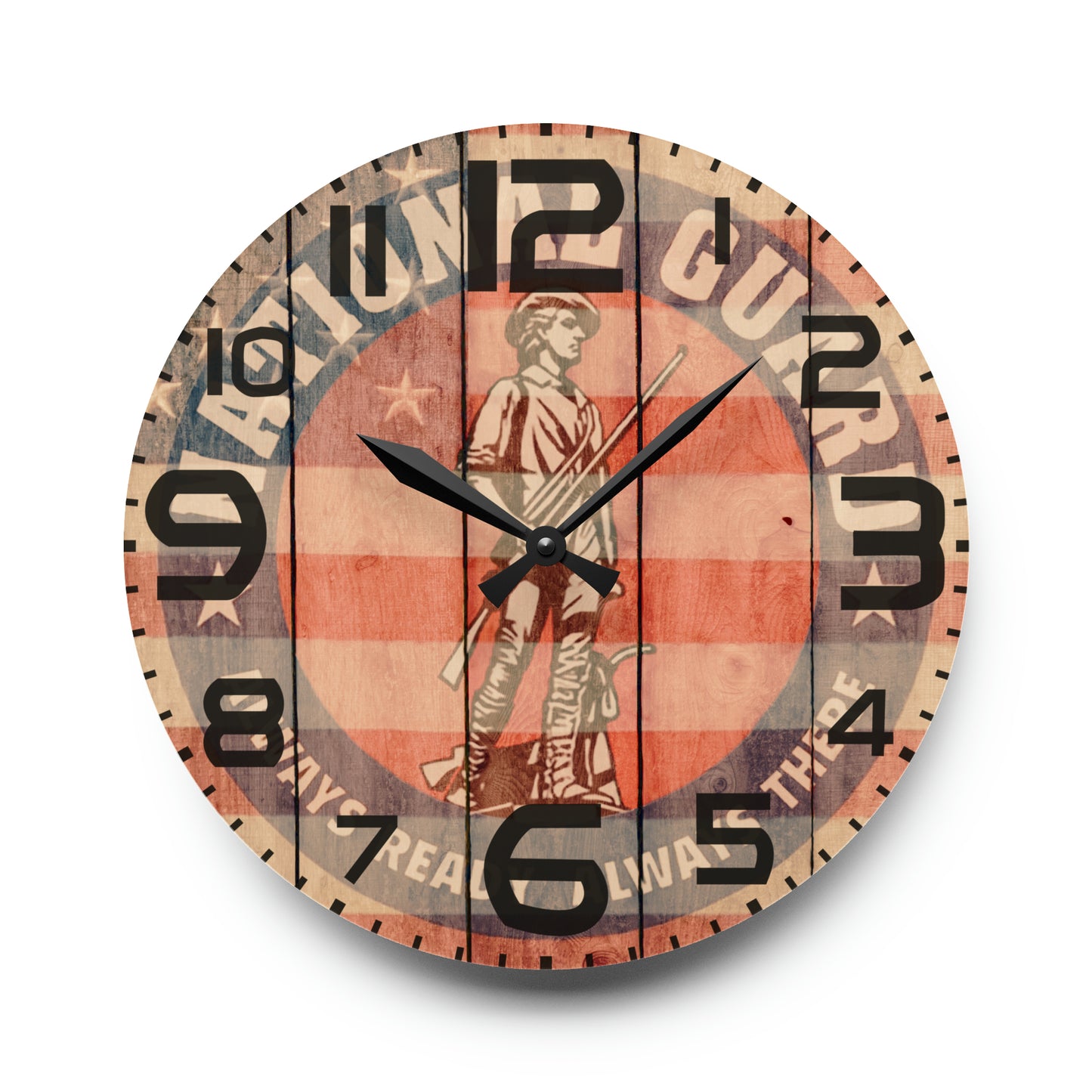 Unique National Guard Wall Clock - Faded US Flag & Logo - Perfect Military Home Decor - Choose from 3 Sizes and 2 Shapes!