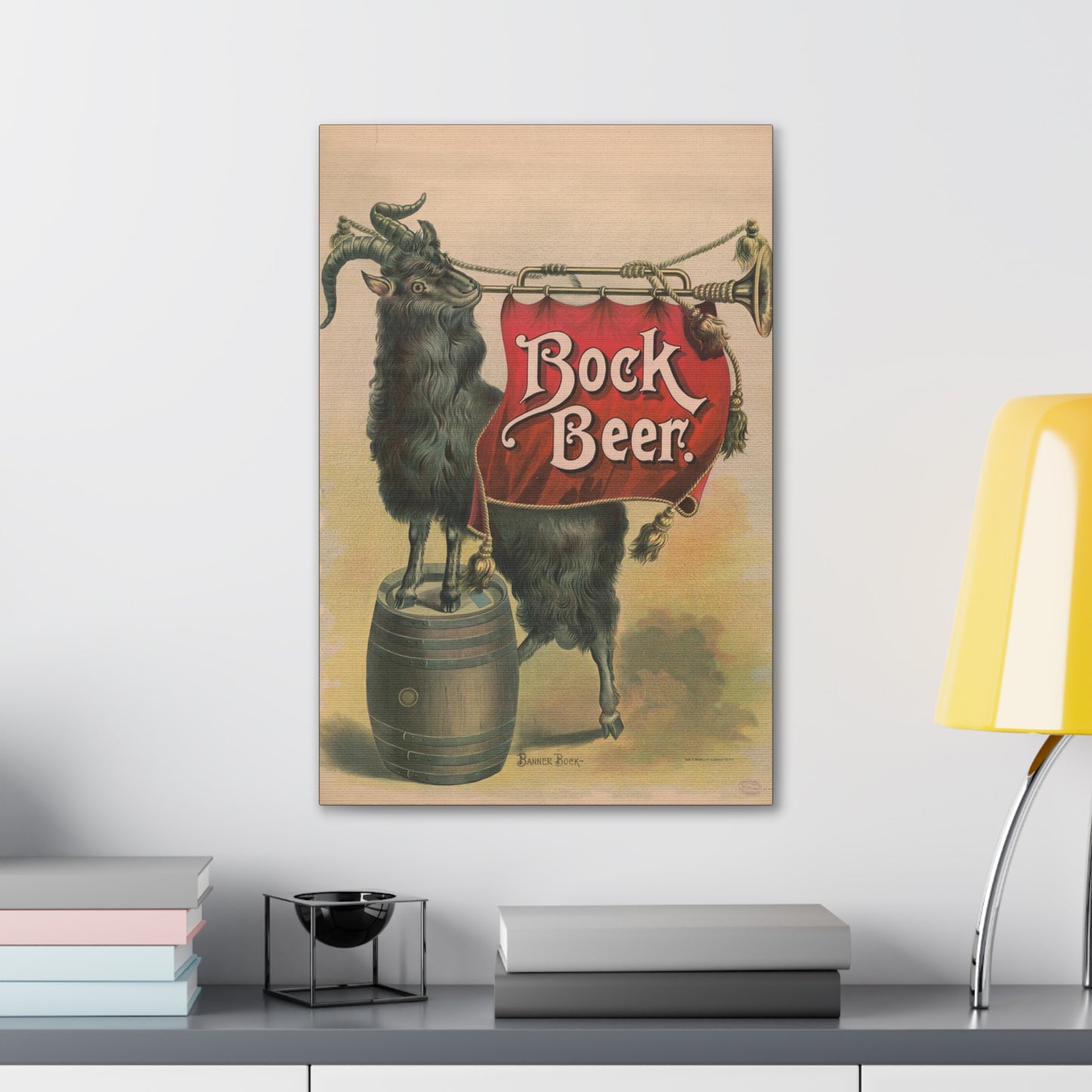 Bock Beer Vintage Art Advertisement, Prefect for the Bar, or the Man, Cave Canvas Gallery Wraps