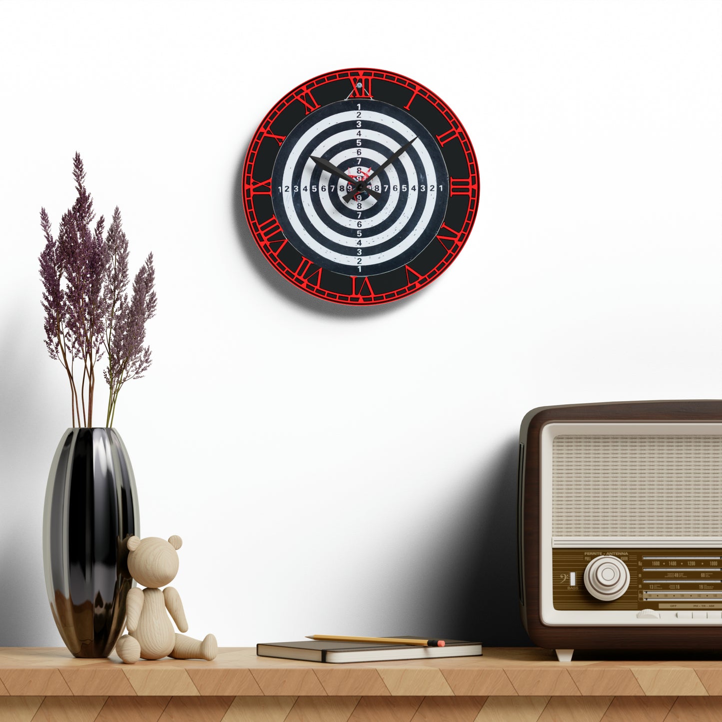 Precision Strikes: Dartboard-Inspired Clock with Target Design, Bullseye Focus, Sporting Art, and Timekeeping for Dart Enthusiasts