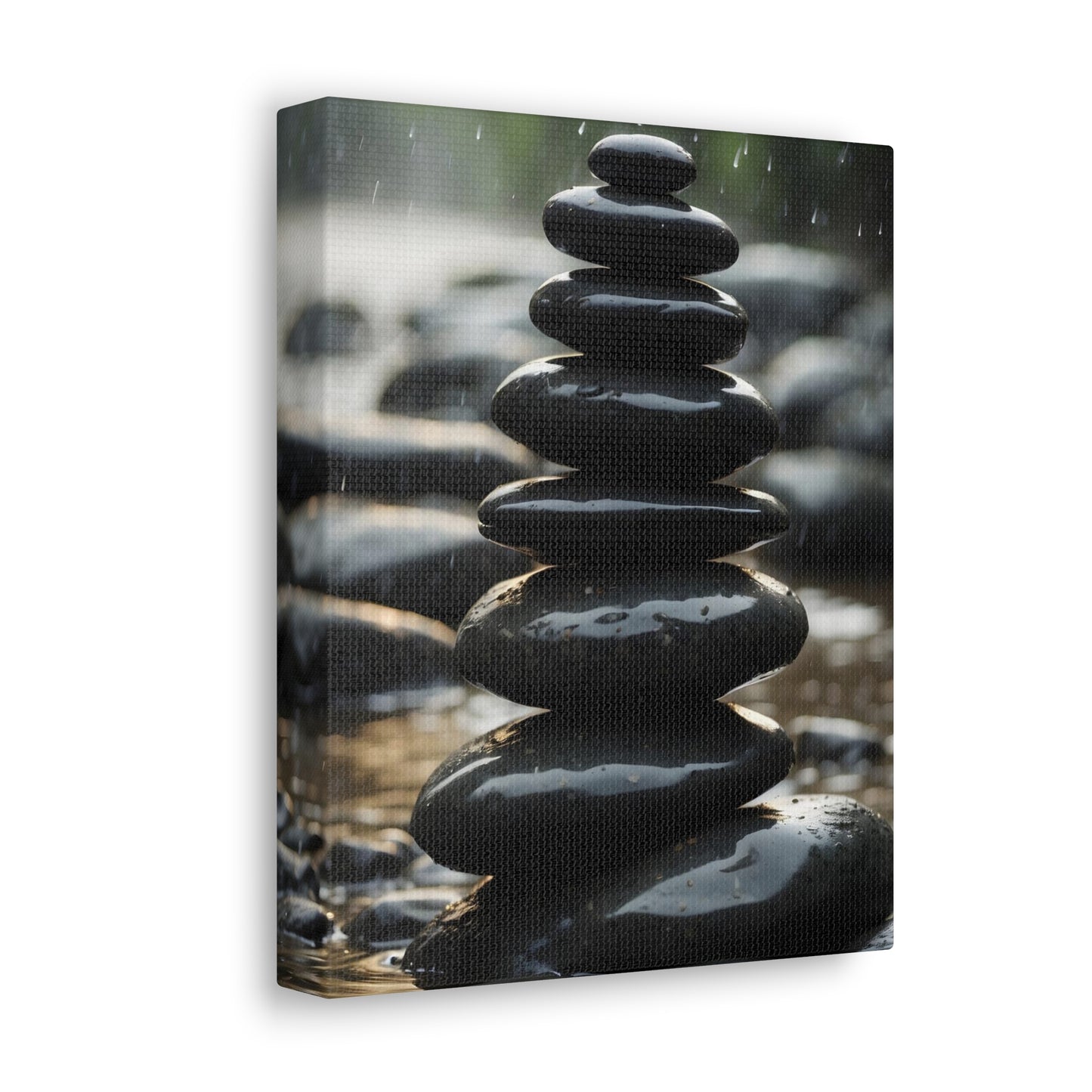 Zen Stone Stack Canvas Print - Tranquil River Rock Art, Mindfulness Meditation Wall Decor, Serene Spa Ambience, 8x10 to 32x48 Sizes