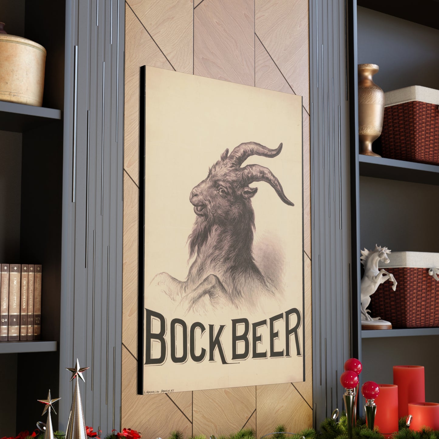 Bock Beer Vintage Art Advertisement Poster Prefect for the Bar, Garage, Game Room or the Man Cave Canvas Gallery Wraps