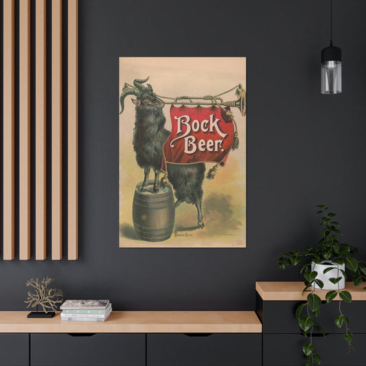 Bock Beer Vintage Art Advertisement, Prefect for the Bar, or the Man, Cave Canvas Gallery Wraps