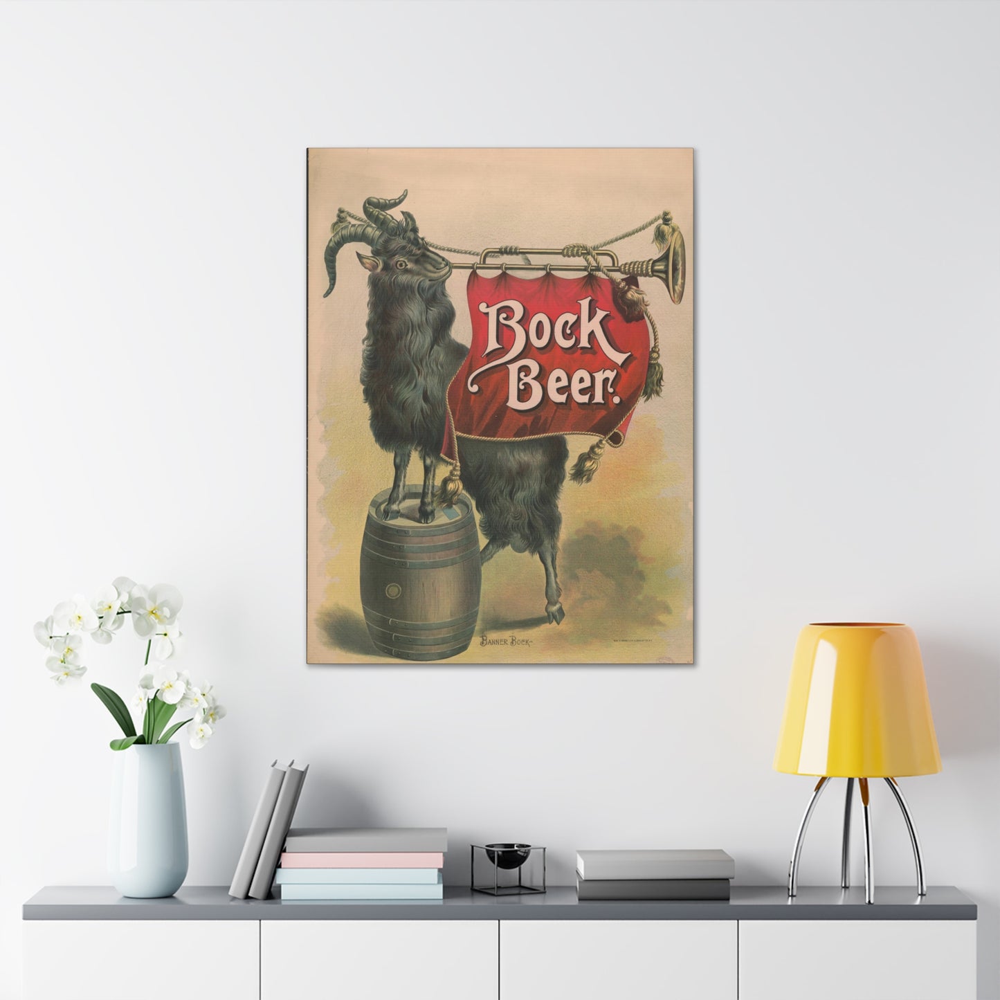 Bock Beer Vintage Art Advertisement, Prefect for the Bar, or the Man, Cave Canvas Gallery Wraps