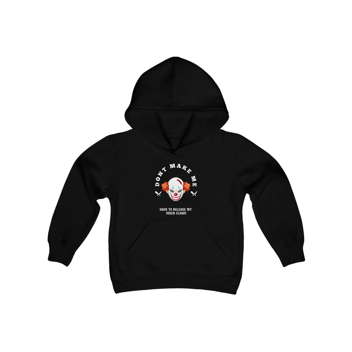 Kids Evil Clown Halloween Hoodie, multiple colors and sizes