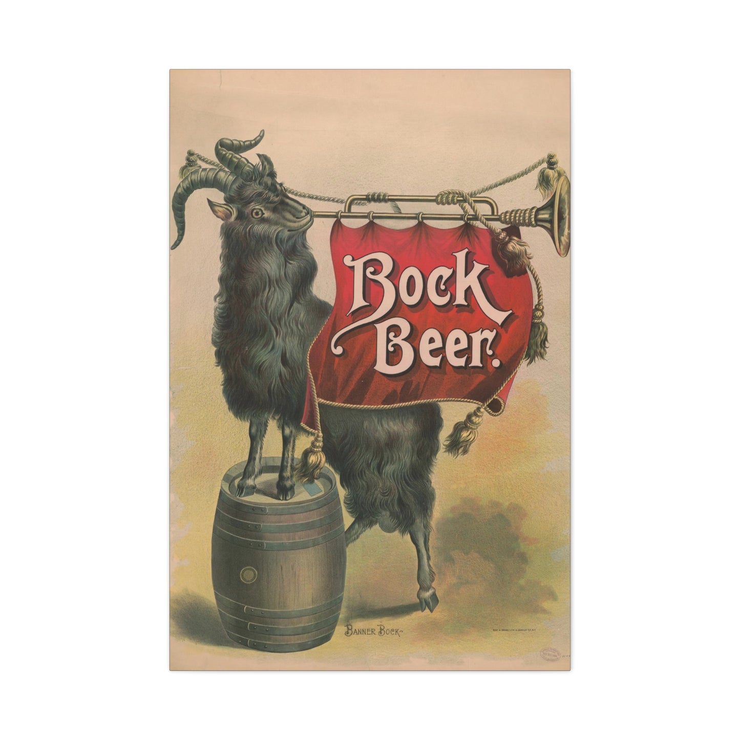 Bock Beer Vintage Art Advertisement, Prefect for the Bar, or the Man, Cave Canvas Gallery Wraps