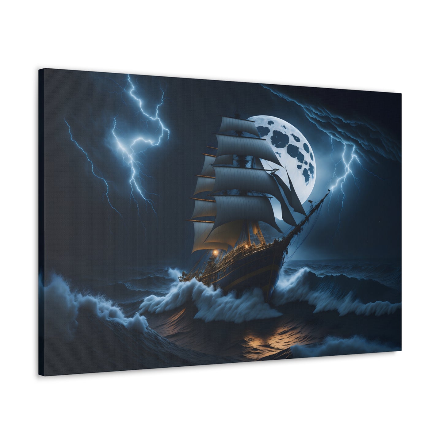 Vintage Tall Ship Canvas Print - Nautical Wall Art of Stormy Sea - Maritime Decor - Unique Gift for Sailors and Historians