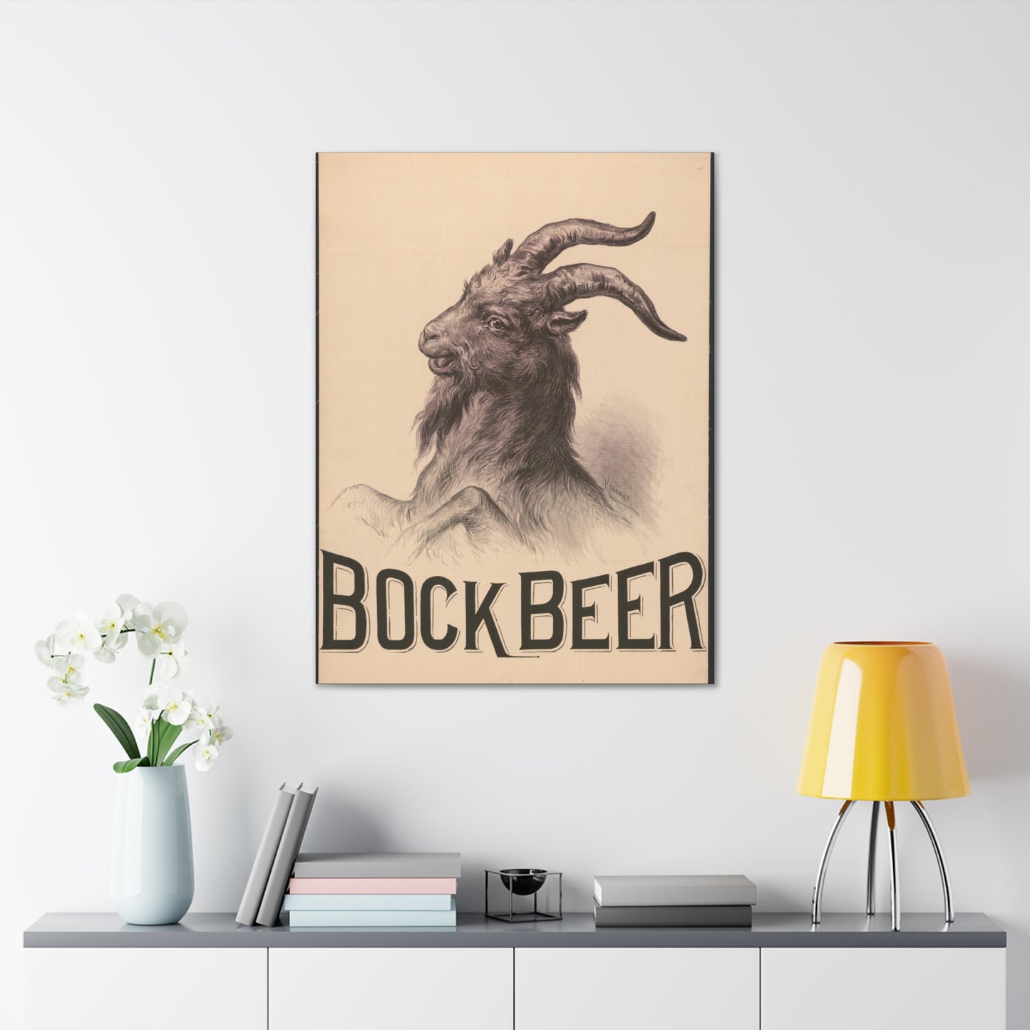 Bock Beer Vintage Art Advertisement Poster Prefect for the Bar, Garage, Game Room or the Man Cave Canvas Gallery Wraps