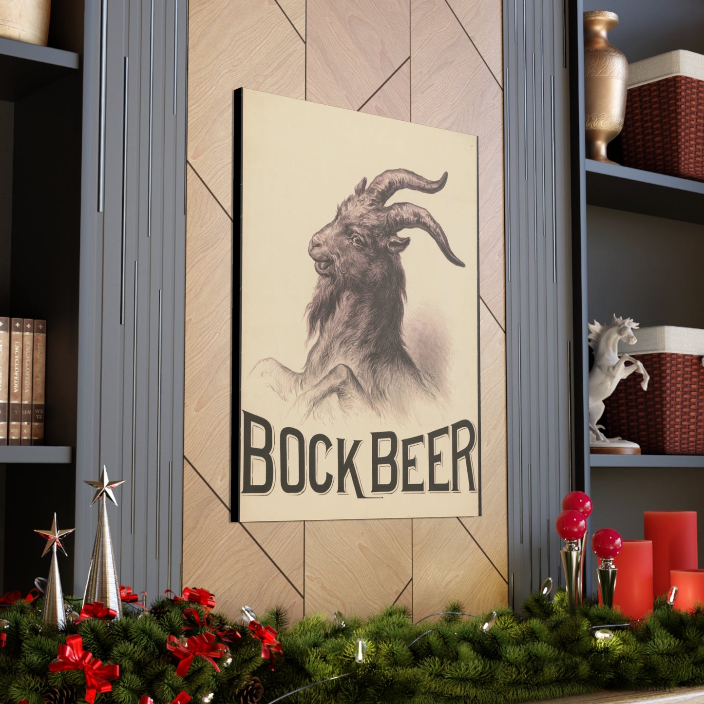 Bock Beer Vintage Art Advertisement Poster Prefect for the Bar, Garage, Game Room or the Man Cave Canvas Gallery Wraps