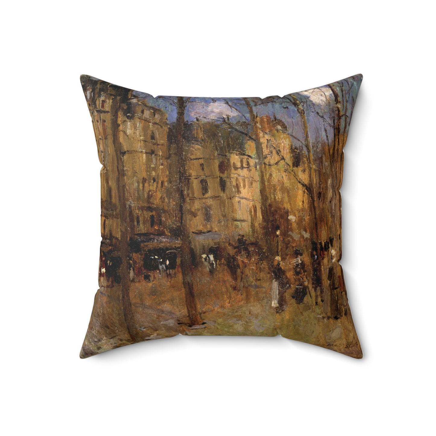 Boulevard Saint Germain Throw Pillow - Impressionist Art by Frank Edwin, Chic Sofa Cushion, Art Lover's Birthday Gift