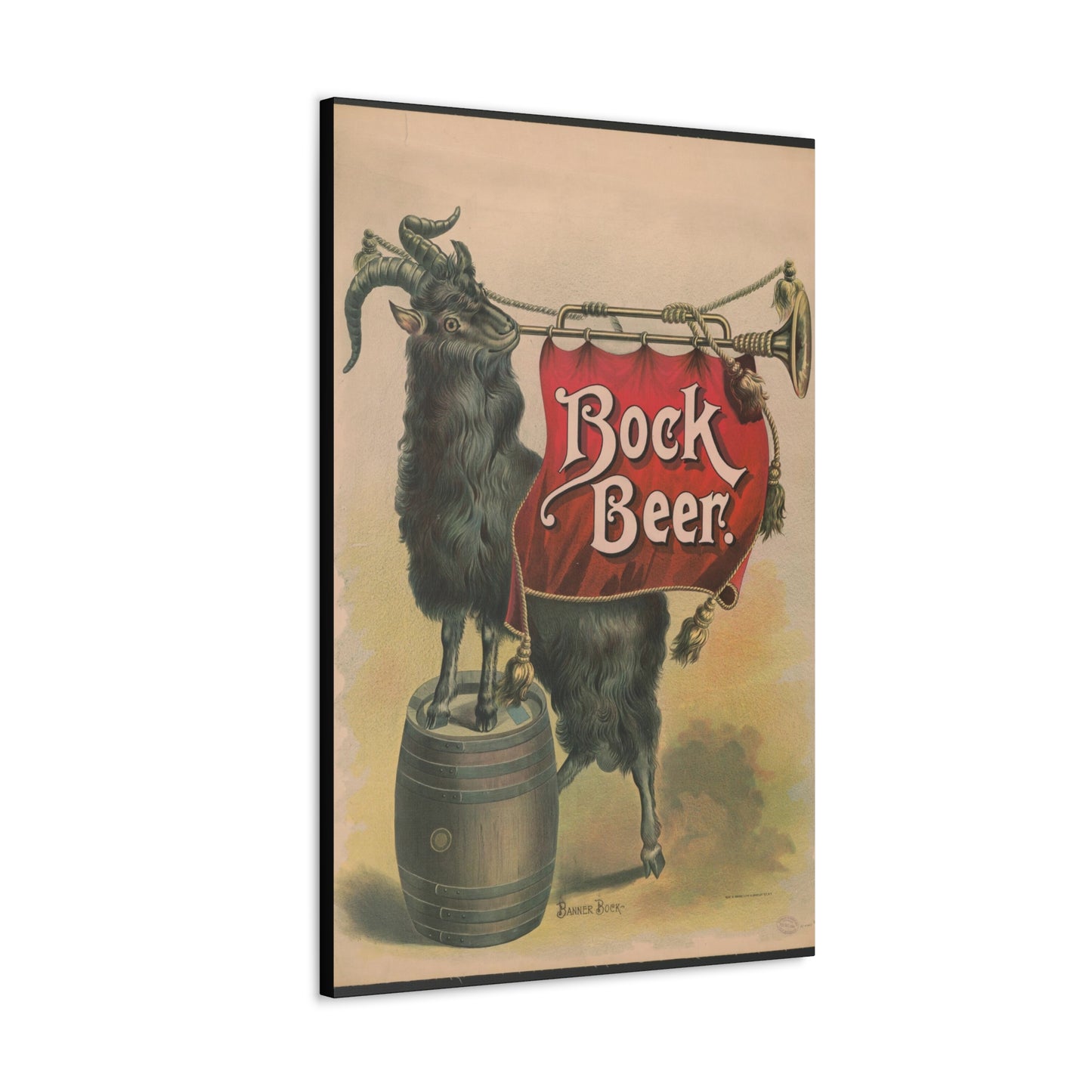 Bock Beer Vintage Art Advertisement, Prefect for the Bar, or the Man, Cave Canvas Gallery Wraps